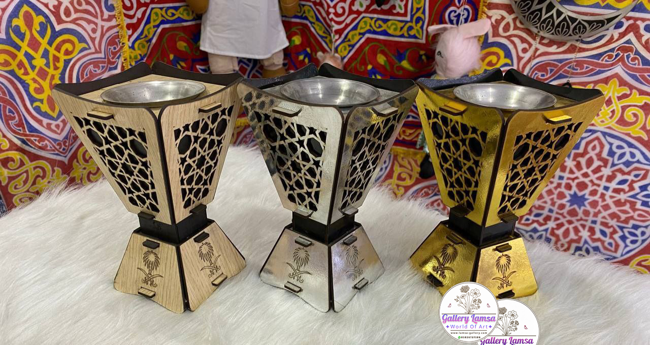 طقم مباخر وحوامل شموع خشبية