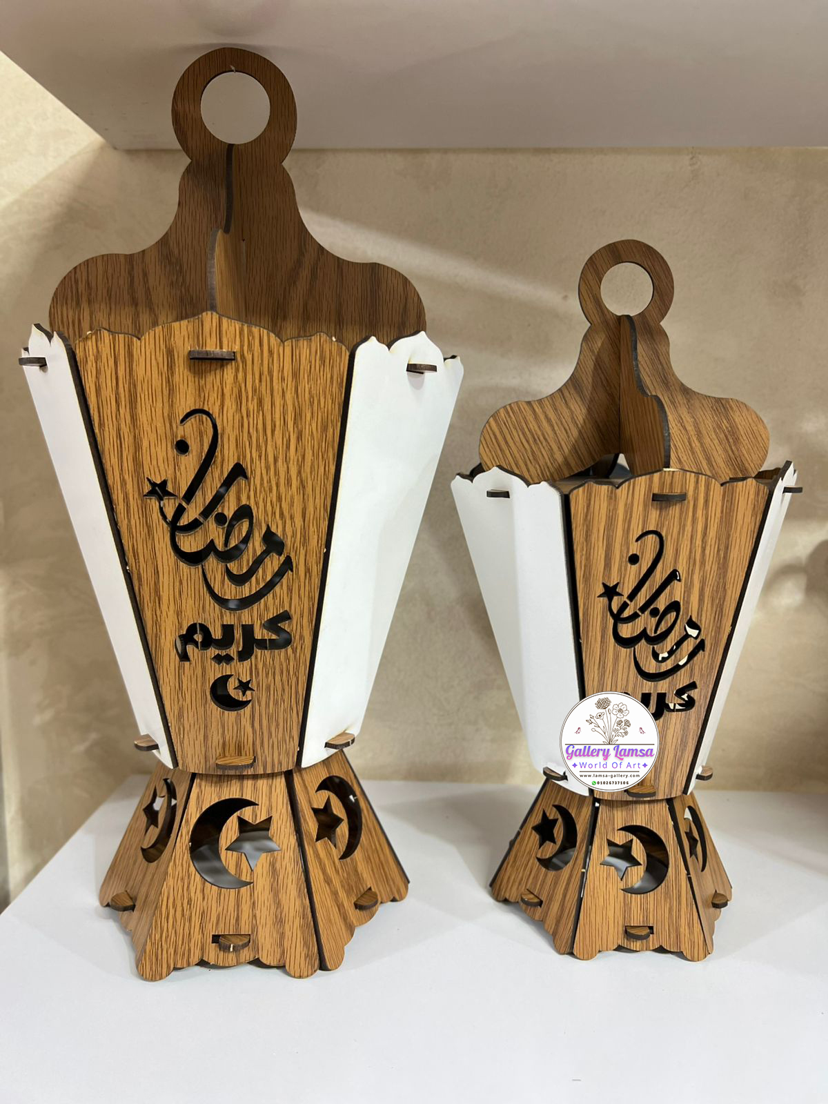 طقم فانوسين خشب مستطيلين