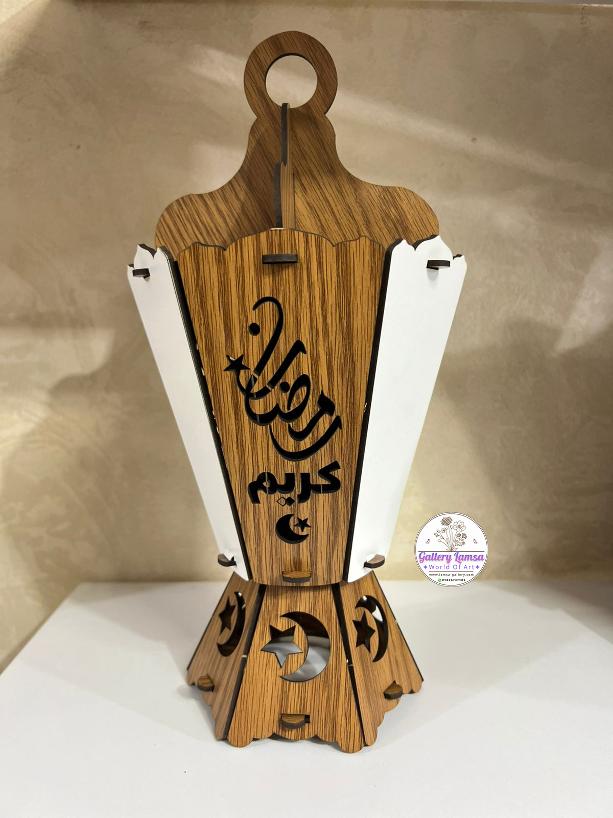 فانوس رمضان خشبي مستطيل
