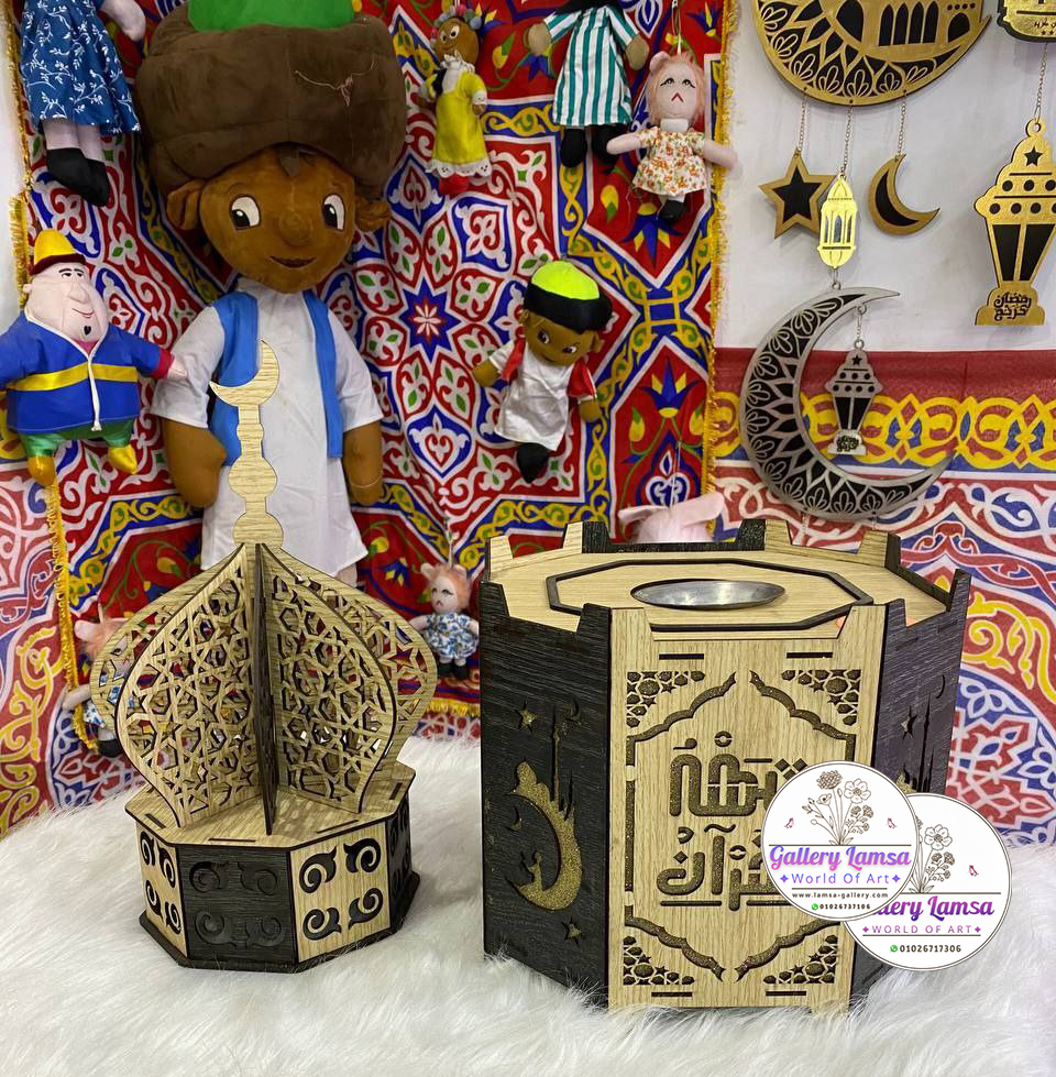 طقم حوامل ومباخر خشبية لرمضان